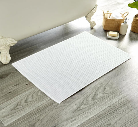 OLIVIA ROCCO Luxe Deep Cotton Pile Bath Mats Handcrafted Eco Friendly Absorbent Quick Drying Premium Cotton Rug For Bathroom Decor