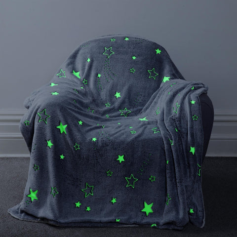 OLIVIA ROCCO Magical Stars Glow In The Dark Teddy Fleece Kids Duvet Set Ultra Soft Bedding With Pillowcases And Bed Throw