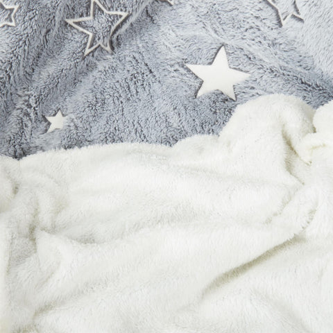 OLIVIA ROCCO Magical Stars Glow In The Dark Teddy Fleece Kids Duvet Set Ultra Soft Bedding With Pillowcases And Bed Throw
