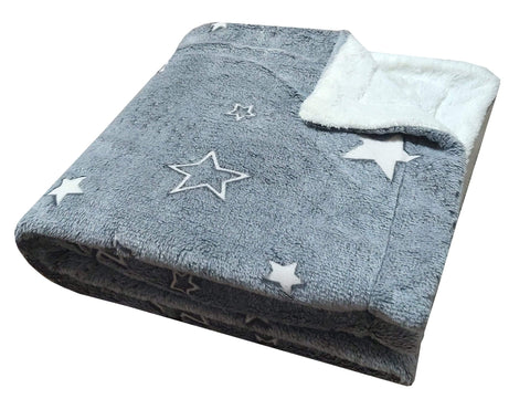 OLIVIA ROCCO Magical Stars Glow In The Dark Teddy Fleece Kids Duvet Set Ultra Soft Bedding With Pillowcases And Bed Throw