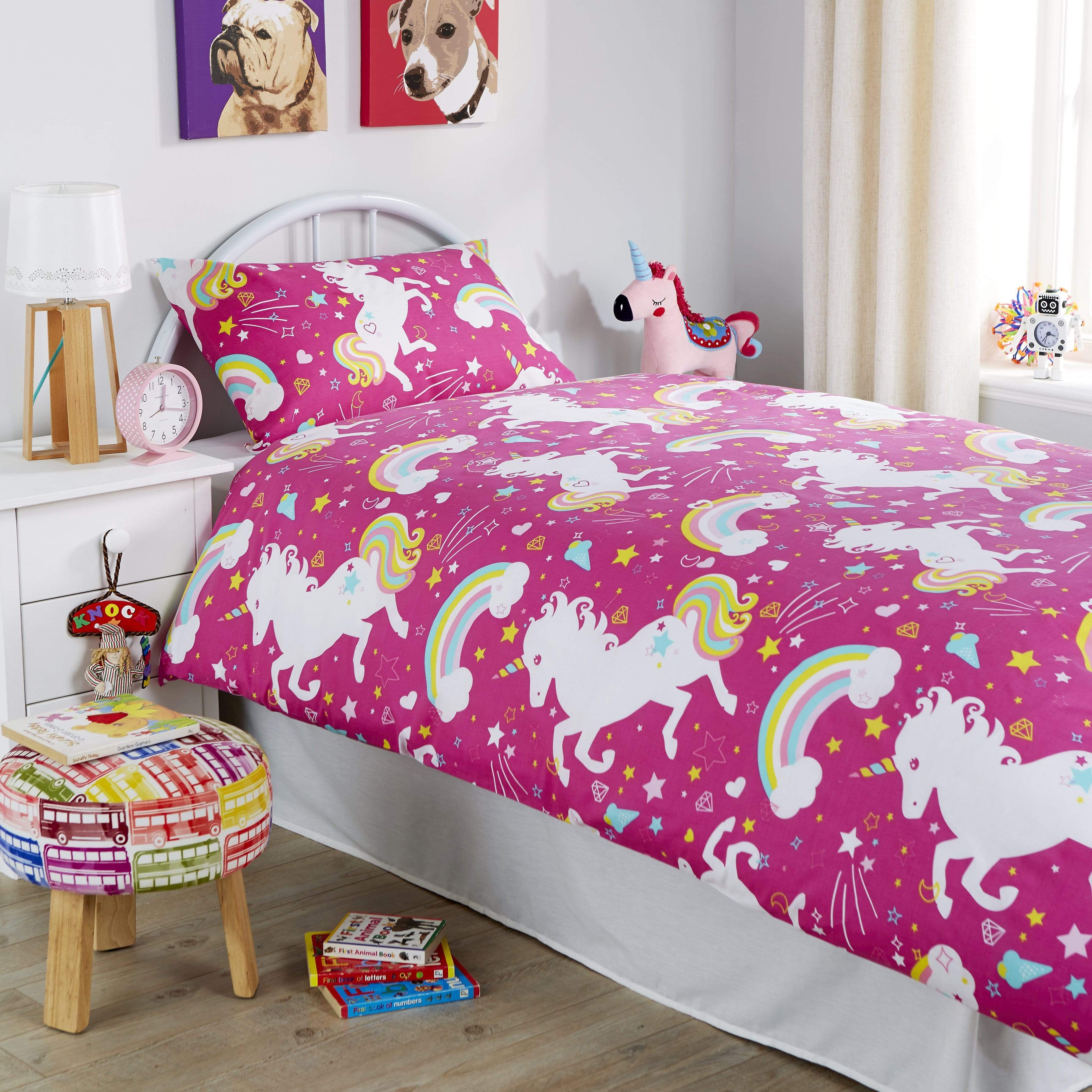 OLIVIA ROCCO Unicorn Duvet Cover Set For Kids Cotton-Rich OEKO-TEX Certified Whimsical Fairytale Bedding Single or Double