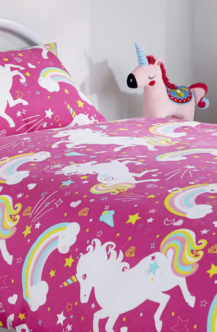 OLIVIA ROCCO Unicorn Duvet Cover Set For Kids Cotton-Rich OEKO-TEX Certified Whimsical Fairytale Bedding Single or Double