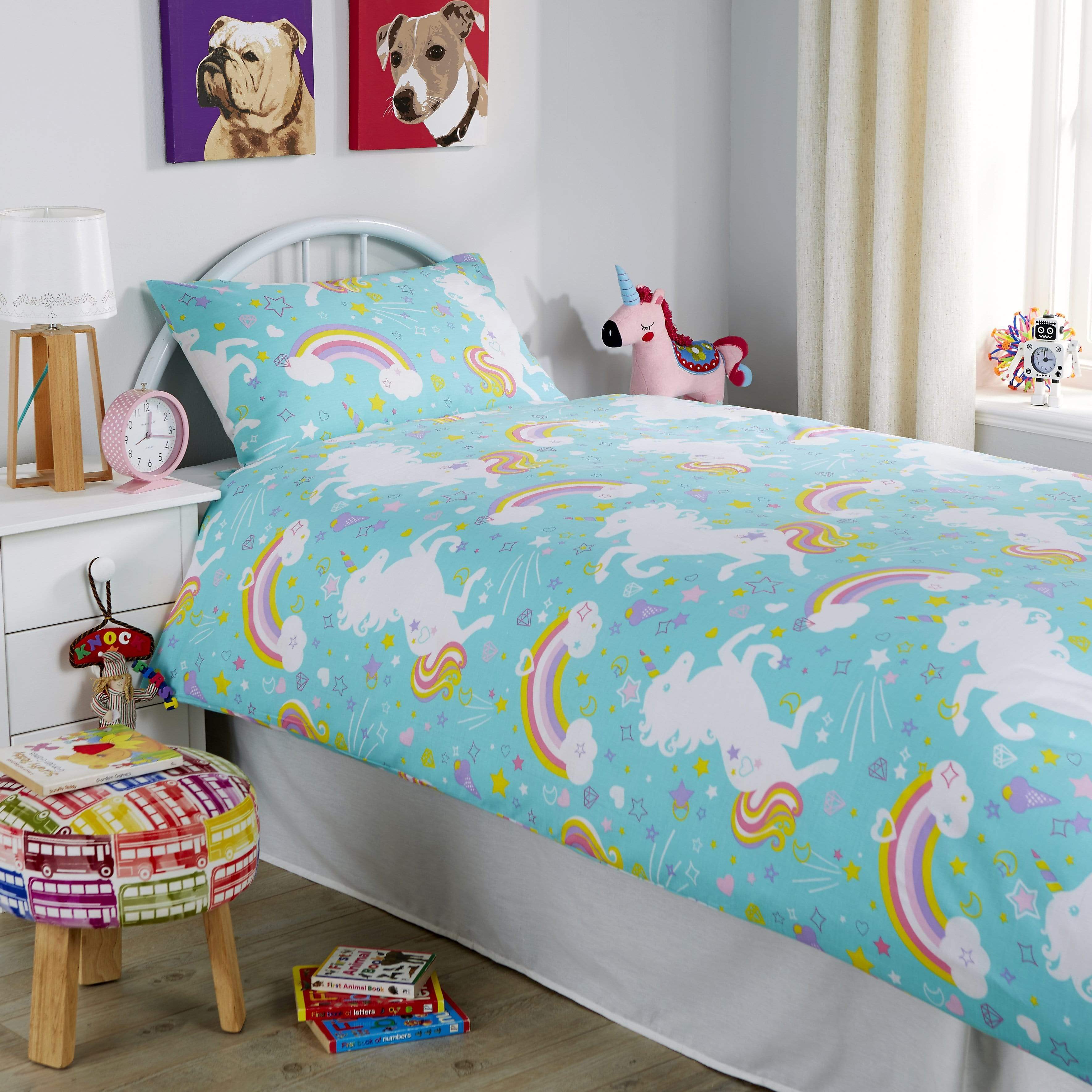 OLIVIA ROCCO Unicorn Duvet Cover Set For Kids Cotton-Rich OEKO-TEX Certified Whimsical Fairytale Bedding Single or Double
