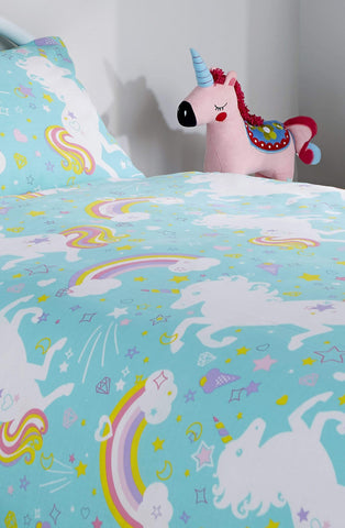 OLIVIA ROCCO Unicorn Duvet Cover Set For Kids Cotton-Rich OEKO-TEX Certified Whimsical Fairytale Bedding Single or Double