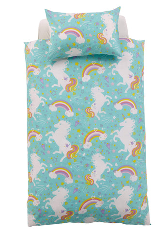 OLIVIA ROCCO Unicorn Duvet Cover Set For Kids Cotton-Rich OEKO-TEX Certified Whimsical Fairytale Bedding Single or Double