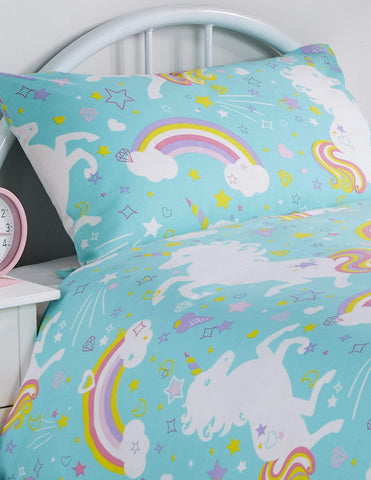 OLIVIA ROCCO Unicorn Duvet Cover Set For Kids Cotton-Rich OEKO-TEX Certified Whimsical Fairytale Bedding Single or Double