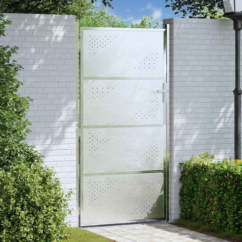 vidaXL Garden Gate with Lock Silver 85 x 174 cm Stainless Steel