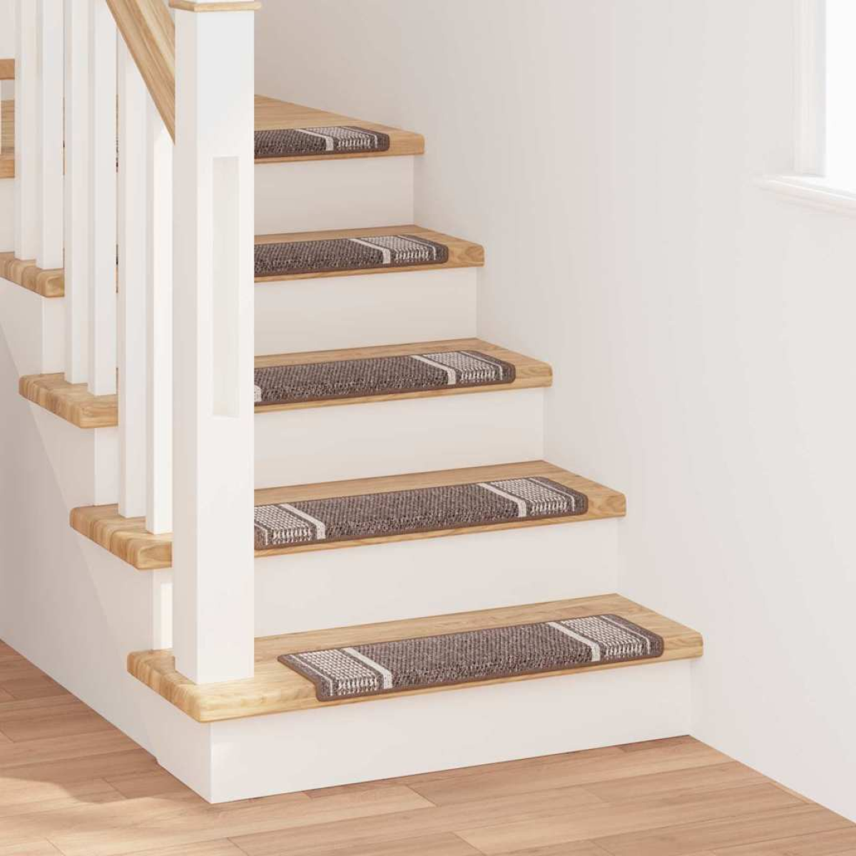 vidaXL Self-adhesive Stair Mats 15 pcs Brown 65 x 21 x 4 cm
