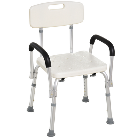 Light Weight Aluminum Shower Bench Portable Lift Chair Back & Armrest HOMCOM