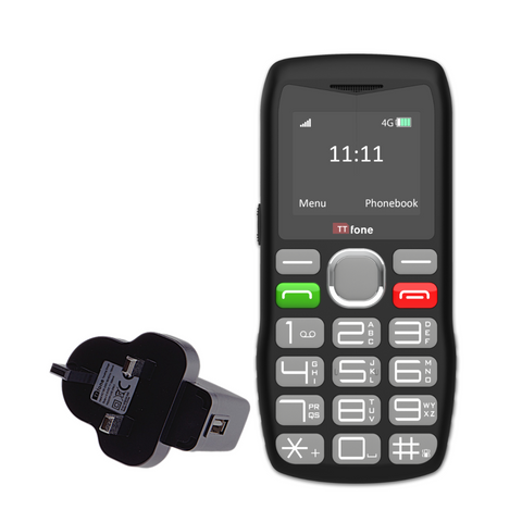 TTfone TT890 4G Senior Phone  Easy to Use Big Button Mobile Phone with Emergency Assistance Button, USB-C Charging, Bluetooth, Camera  Unlocked with Mains Charger and O2 Sim Card