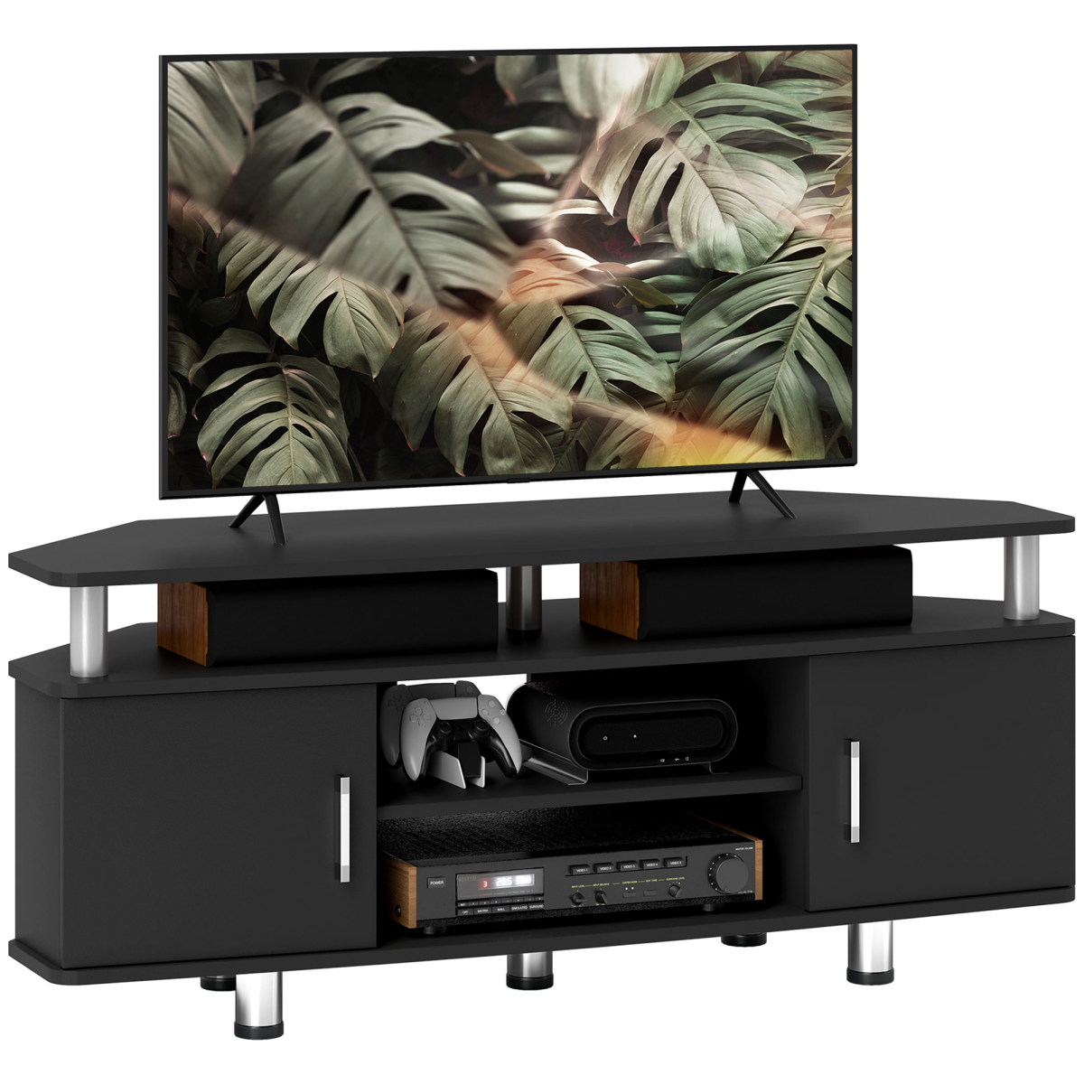 TV Unit Cabinet with Storage Shelves and Cupboard Entertainment Center