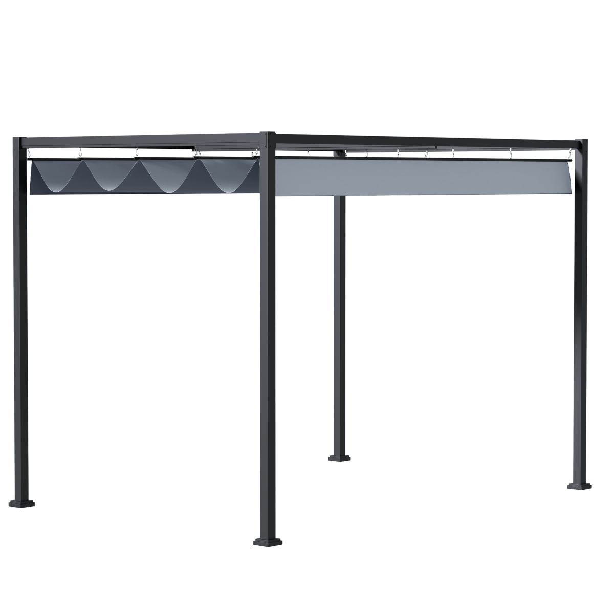 4 x 3m Metal Pergola Gazebo Patio Sun Shelter Retractable Canopy Grey Outsunny