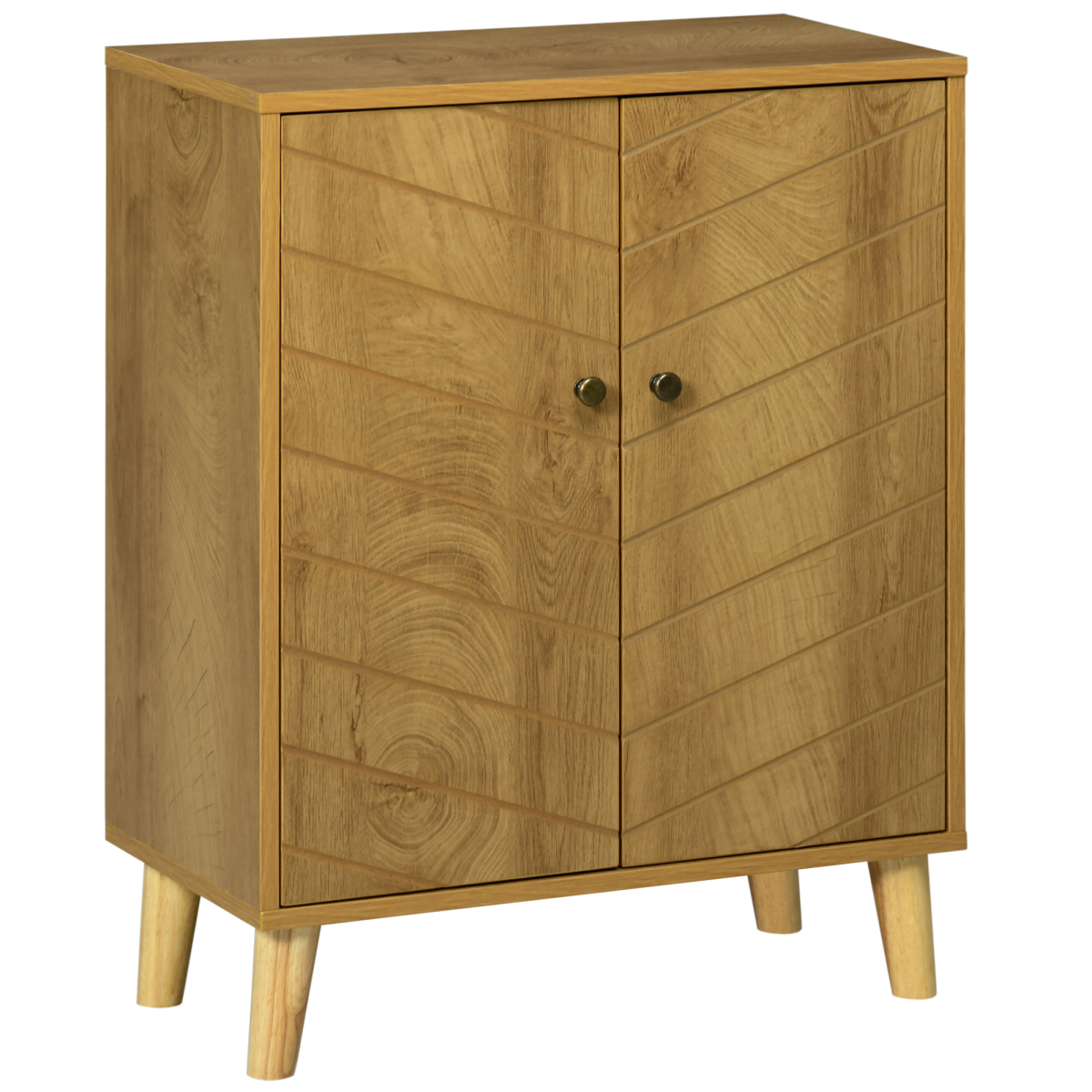 Storage Cabinet for Living Room Sideboard with Chevron Doors Natural