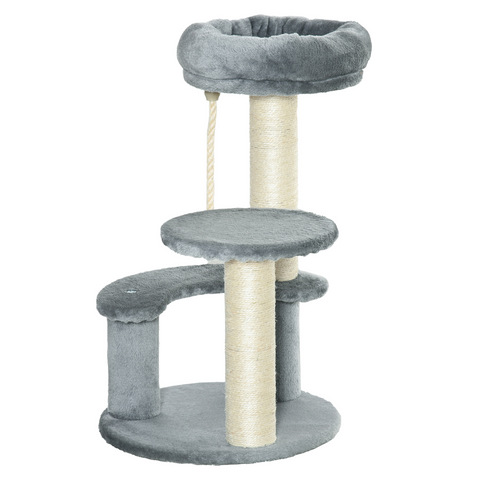 Cat Tree Scratcher Kitty Activity Play Center Post 2 Perch w/ Hanging Sisal Rope