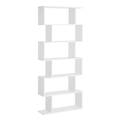 Particle Board 6-Tier Asymmetrical Shelving Unit White