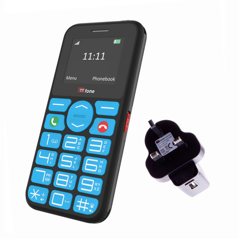 TTfone TT190 Big Button Basic Senior Unlocked Emergency Mobile Phone - Simple Cheapest Phone with Mains Charger and O2 Sim Card