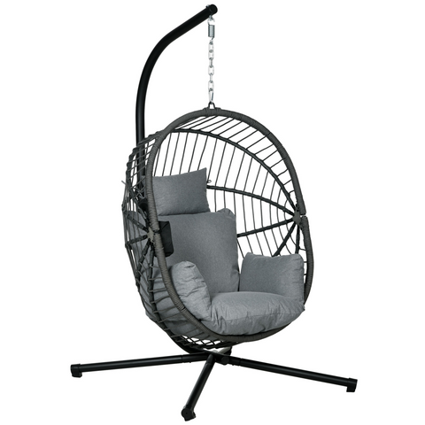 Outsunny Hanging Swing Chair w/ Thick Cushion, Patio Hanging Chair, Grey