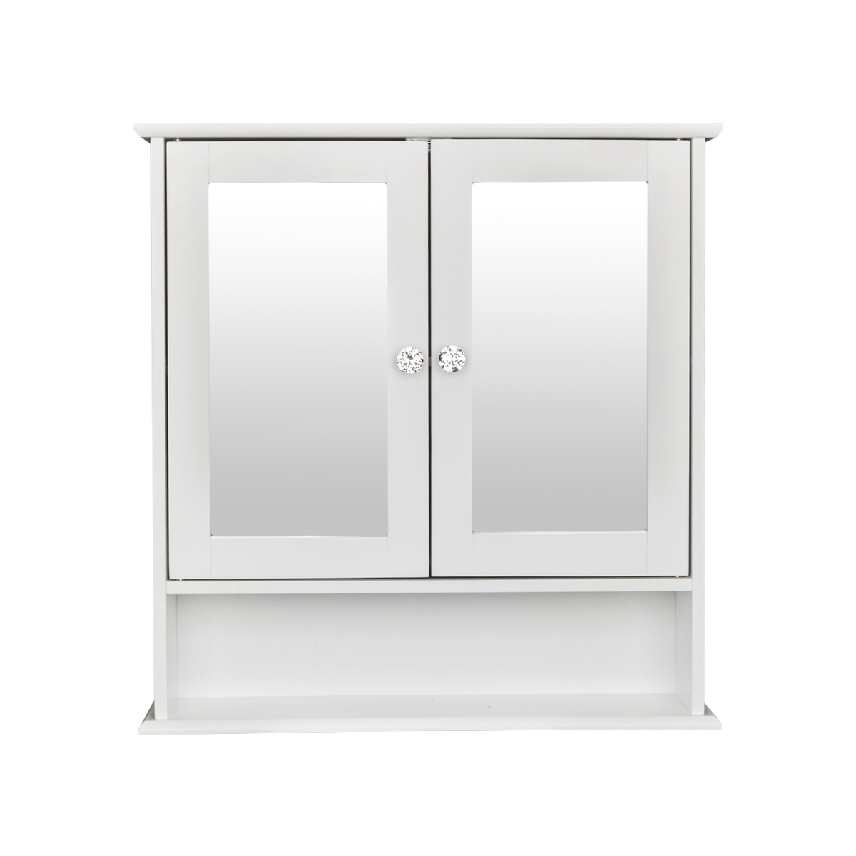 Double Door Mirror Indoor Bathroom Wall Mounted Cabinet Shelf White