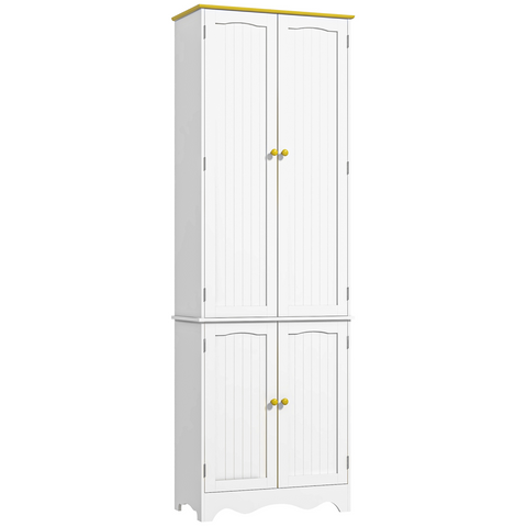 Freestanding Kitchen Cupboard 4-Door Storage Cabinet  4 Shelves, White