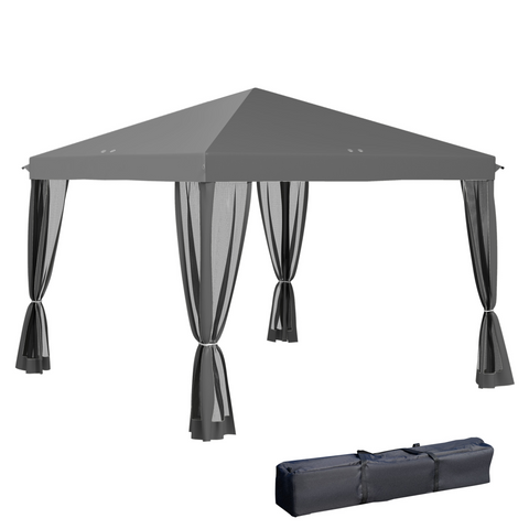 Heavy Duty Pop Up Gazebo with Removable Mesh Sidewall Netting Gray