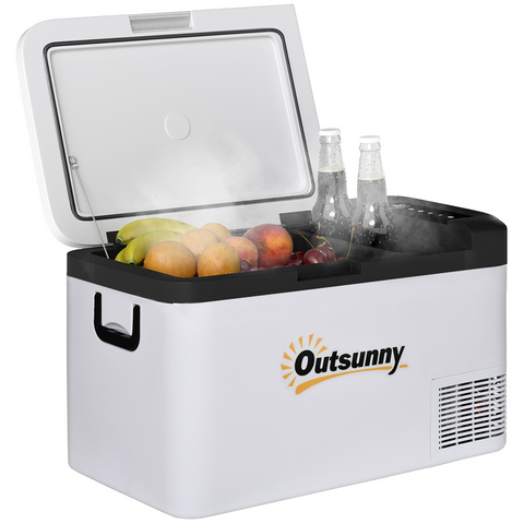 12V Portable Car Refrigerator w/ Inner LED Light Indoor Outdoor, 25L Outsunny