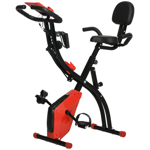 2-In-1 Upright Exercise Bike 8-Level Adjustable with Pulse Sensor Red