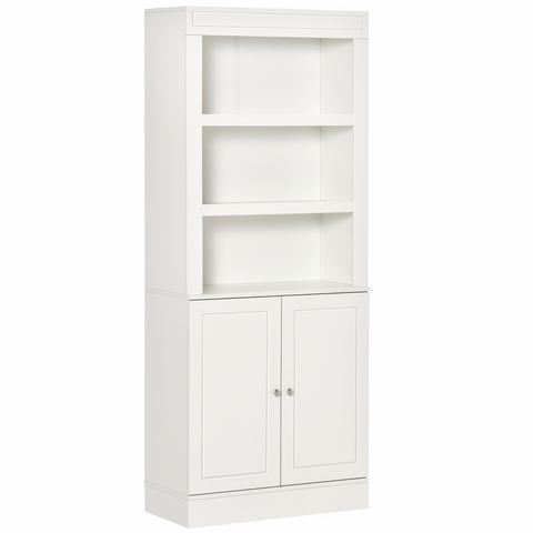 Kitchen Cupboard with 6-tier Shelving, Sideboard  Double-door , White