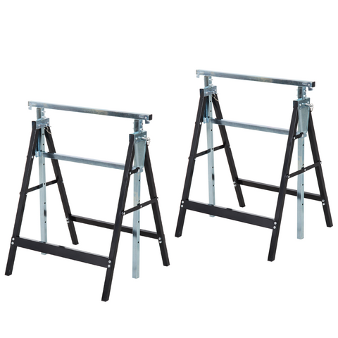 2xTelescopic Builders Trestle Work Bench-Black