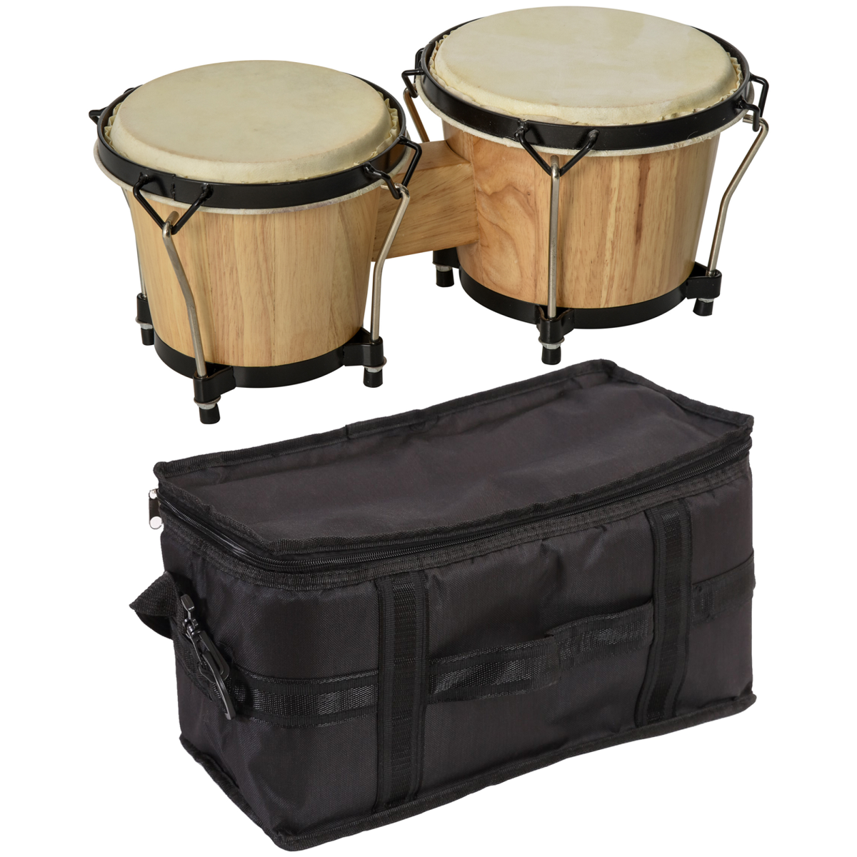 Wooden Bongo Drum Set w/ Sheepskin Drum Head 7.75" & 7" Tuning Wrench HOMCOM