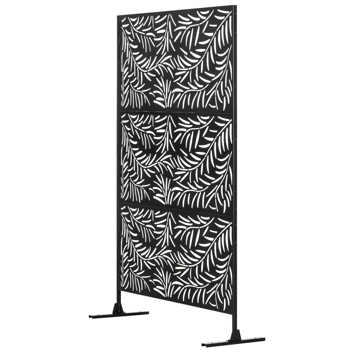 Outsunny 6.5FT Metal Outdoor Privacy Screen Panel with Stand and Ground Stakes
