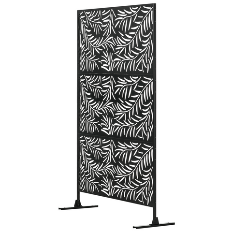Outsunny 6.5FT Metal Outdoor Privacy Screen Panel with Stand and Ground Stakes