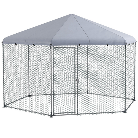 PawHut Walk in Chicken Run with Cover for 10-15 Chickens, Hens, Rabbits, Ducks