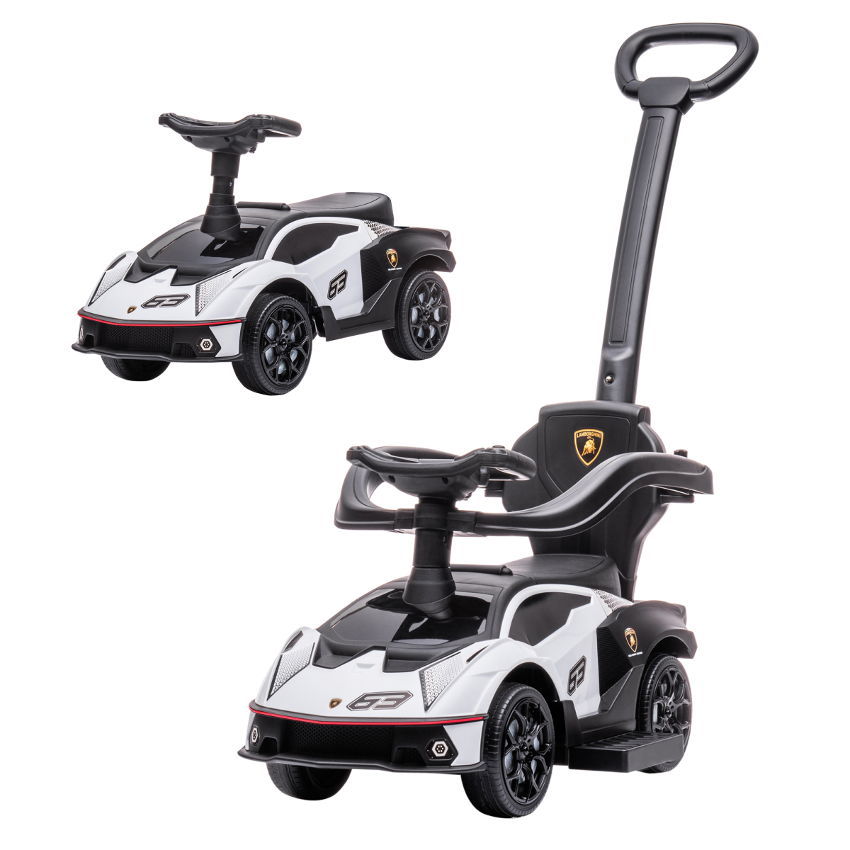 Lamborghini 2 in 1 Baby Ride on Push Car Toddler Push Along Car, White