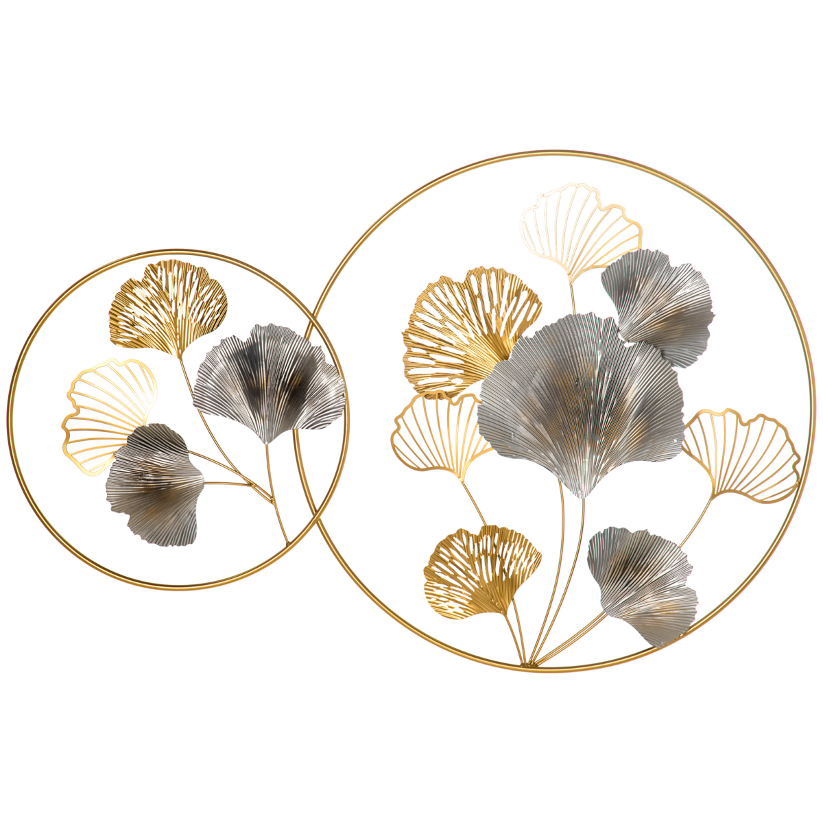 Minimalist Metal Wall Art Ginkgo Leaves Hanging Wall Sculpture, Gold