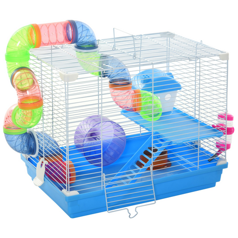 Hamster Cage Carrier Small Animal House w/ Exercise Wheels Tunnel Tube Pawhut