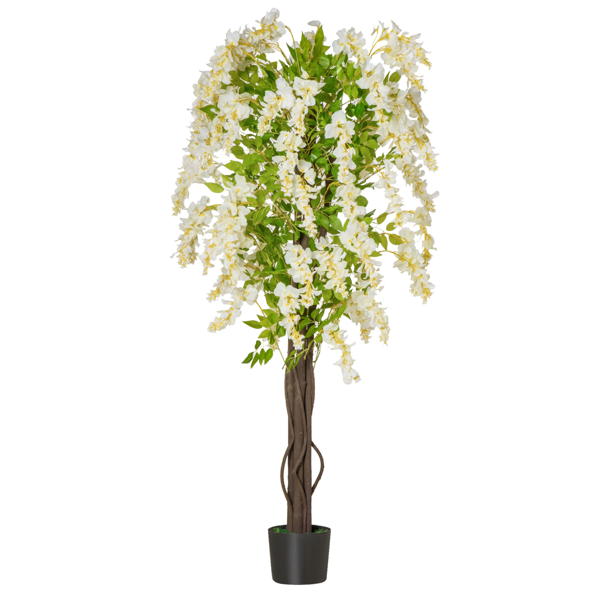 Artificial Realistic White Wisteria Tree Faux Decorative Plant, 160cm HOMCOM