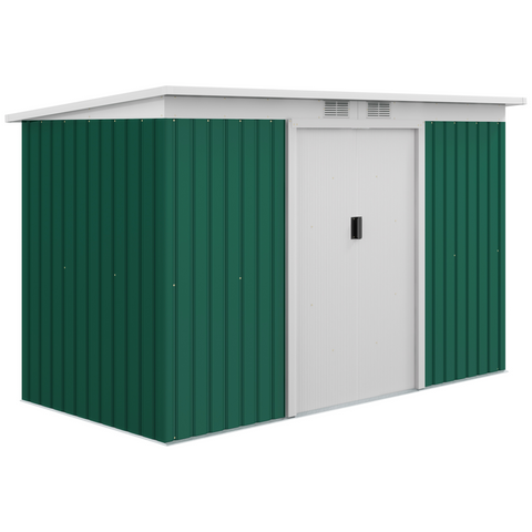 9ft x 4.25ft Garden Metal Storage Shed Equipment Tool Box Ventilation & Doors