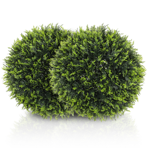 HOMCOM Set of 2 Artificial Plant Topiary Balls, Faux Plants for Decor, Green