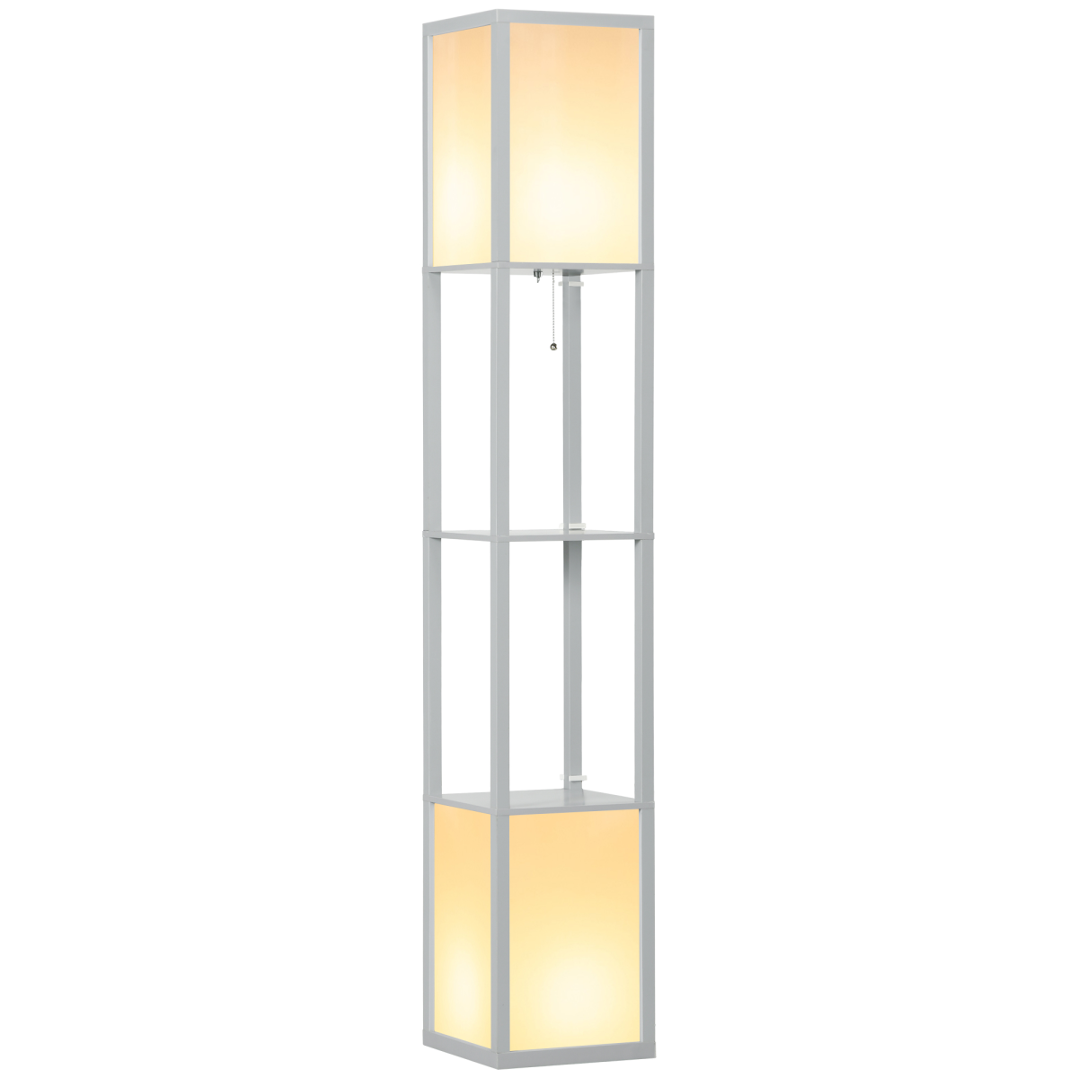 HOMCOM Shelf Floor Lamp with Dual Light, for Living Room, Bedroom, Black