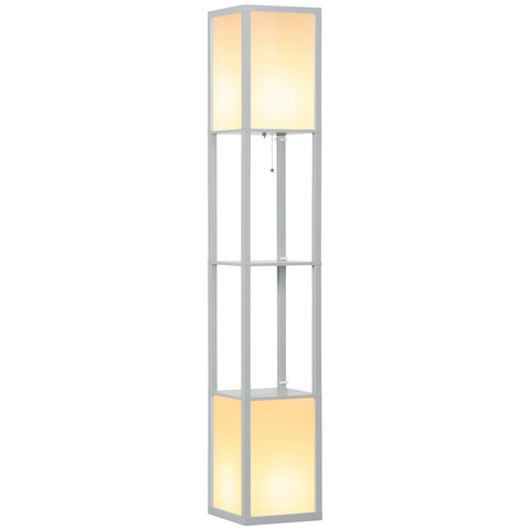 HOMCOM Shelf Floor Lamp with Dual Light, for Living Room, Bedroom, Black