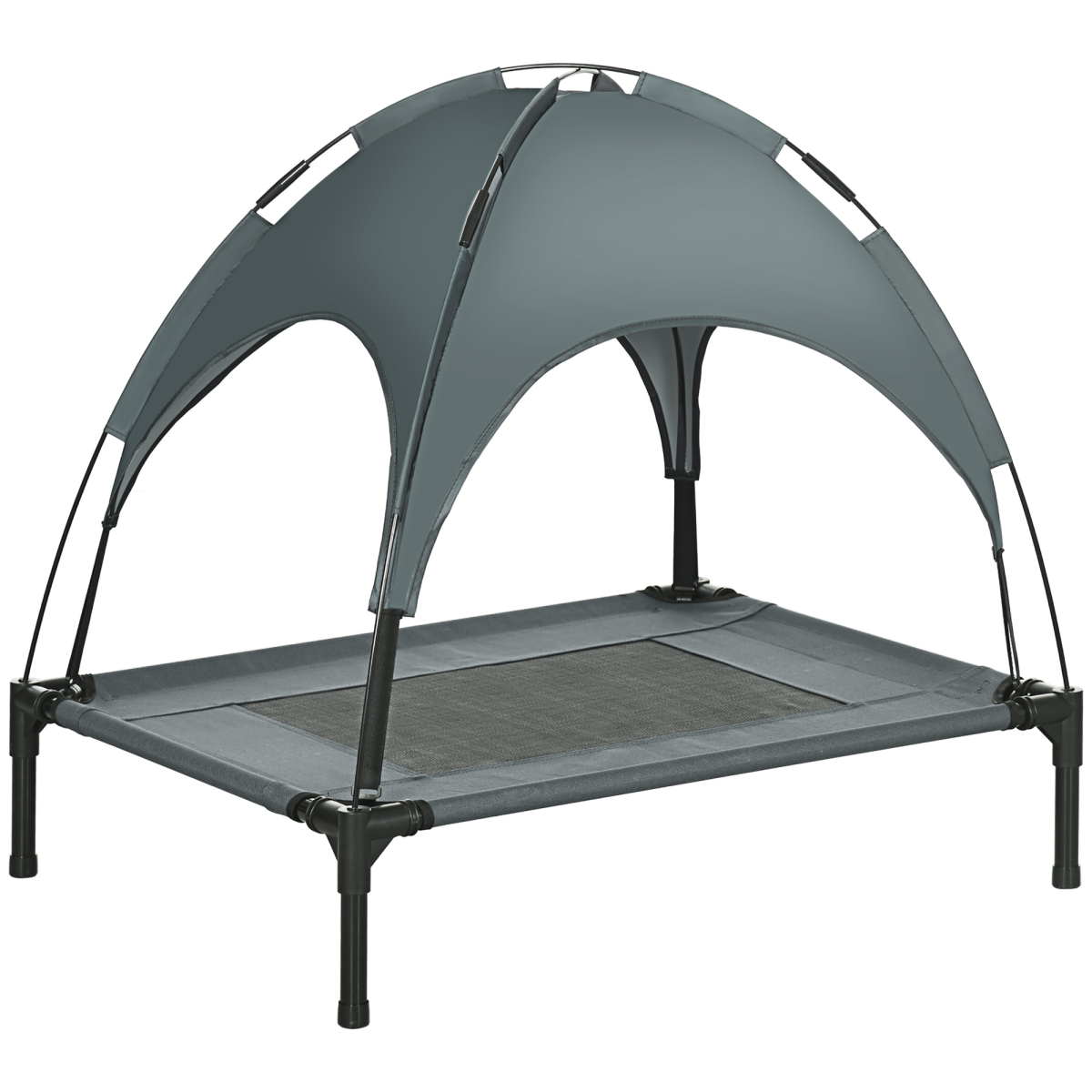 76 cm Elevated Dog Bed Cooling Raised Pet Cot UV Protection Canopy Grey Pawhut