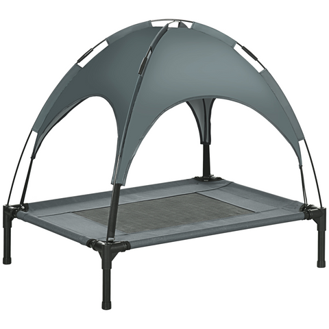 76 cm Elevated Dog Bed Cooling Raised Pet Cot UV Protection Canopy Grey Pawhut