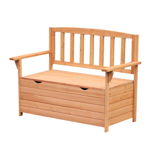 Outdoor Garden Storage Bench Patio Box All Weather Fir Wood 112 x 84 cm