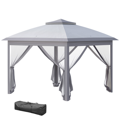 Pop Up Gazebo Height Adjustable Canopy Tent w/ Carrying Bag, Grey