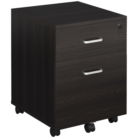 2-Drawer Locking Office Filing Cabinet 5 Wheels Rolling Storage Brown Vinsetto