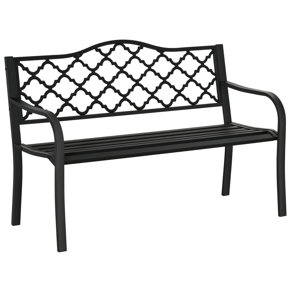 2-Seater Outdoor Garden Bench Antique Steel Armrest,