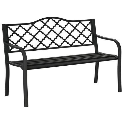 2-Seater Outdoor Garden Bench Antique Steel Armrest,