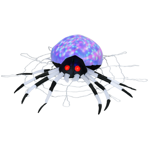 HOMCOM 5FT Long Halloween Inflatable Spider Blow-Up Outdoor LED Garden Display