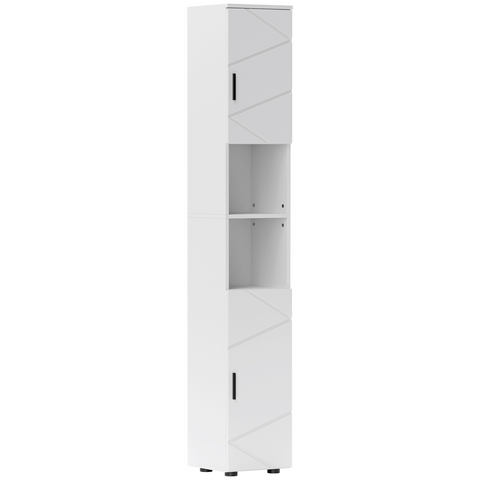 kleankin Tall Bathroom Storage Cabinet, Slim Bathroom Cabinet with Soft Close