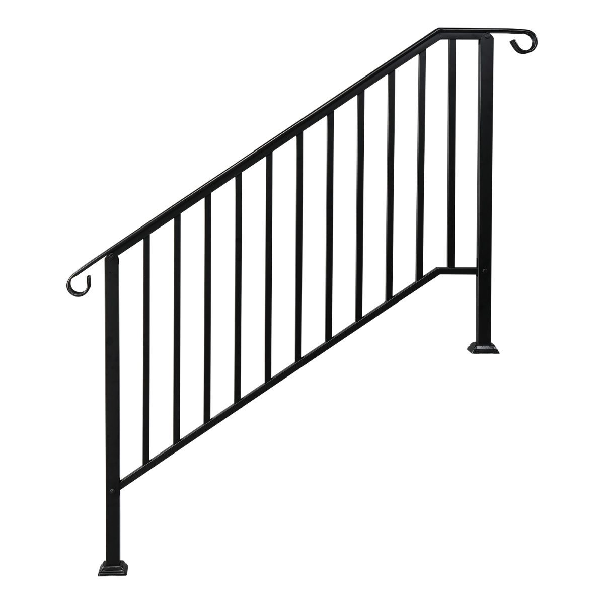 [Same Code：81504920  40310676]Artisasset Matte Black Outdoor 4 Level Iron Handrail